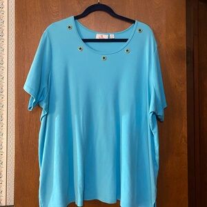 Elegant Blue Top with Gold Accents